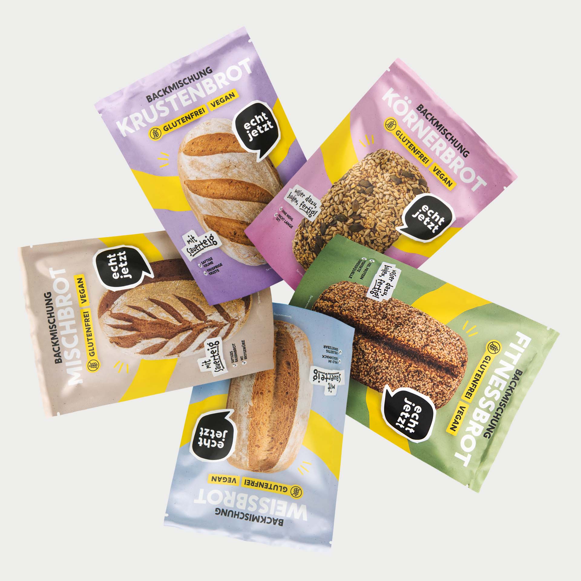 Glutenfreie Brotbackmischungen der Marke echt jetzt