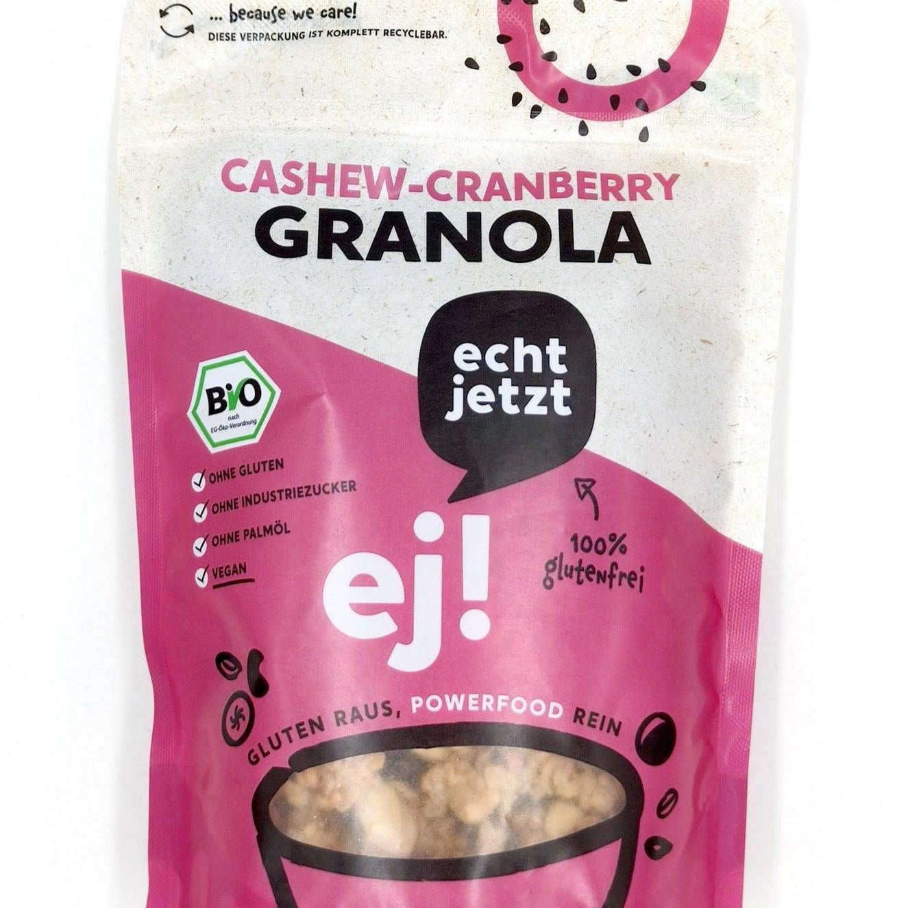 Glutenfreies Bio Cashew-Cranberry Granola - echt jetzt