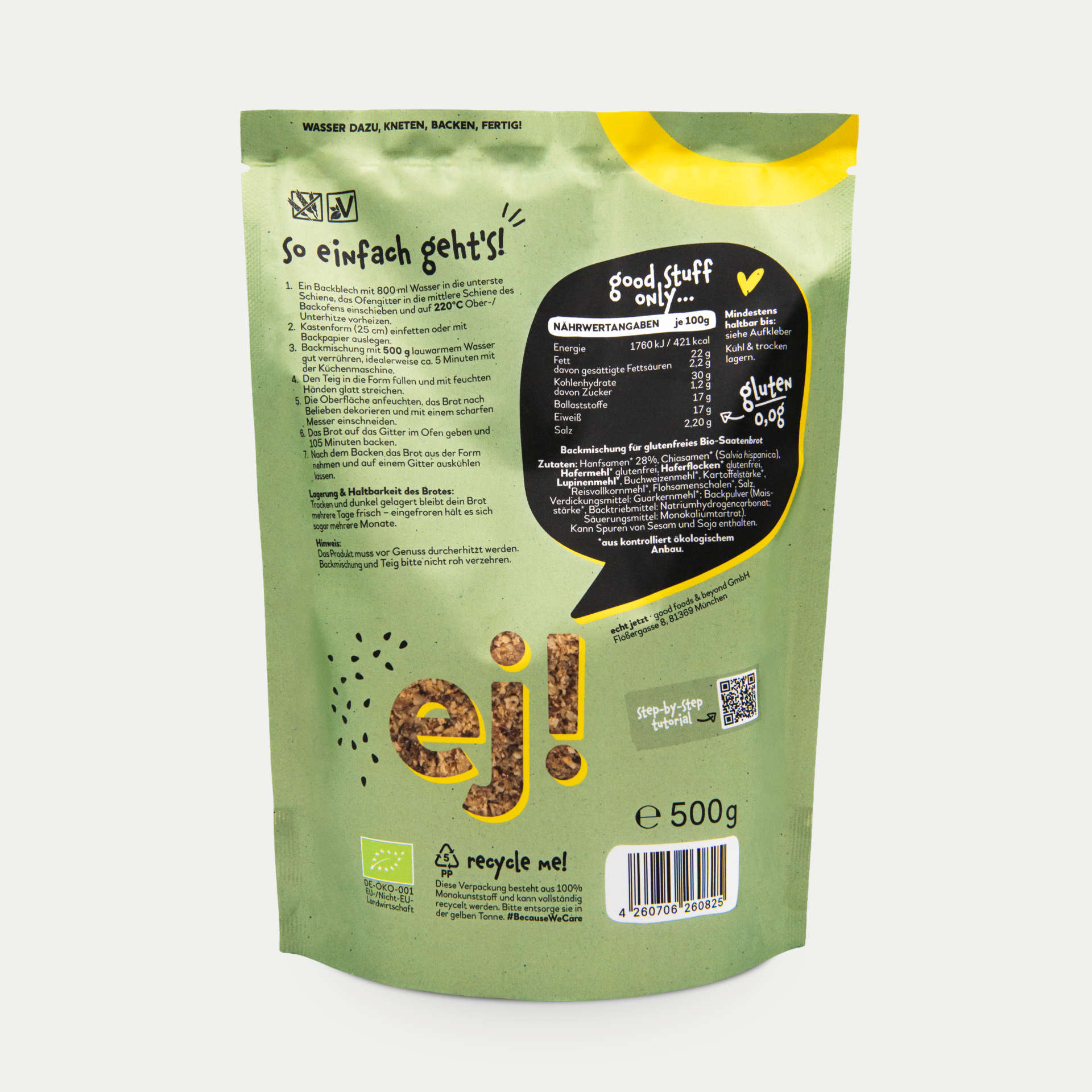 Glutenfreie Brotbackmischung der Marke echt jetzt