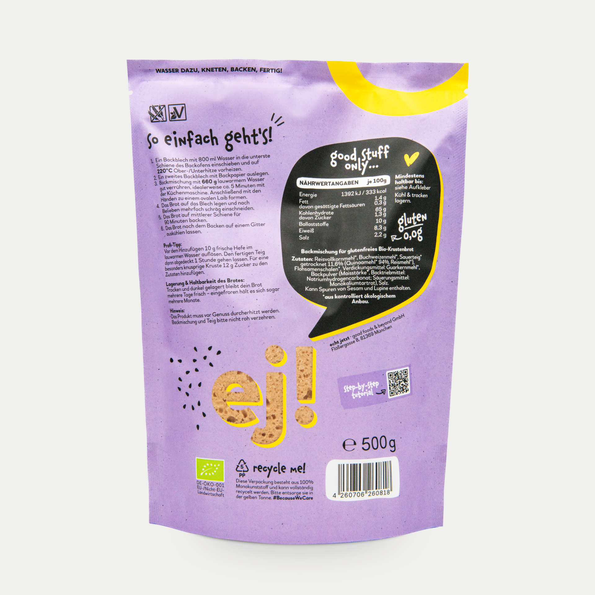 Glutenfreie Brotbackmischung der Marke echt jetzt