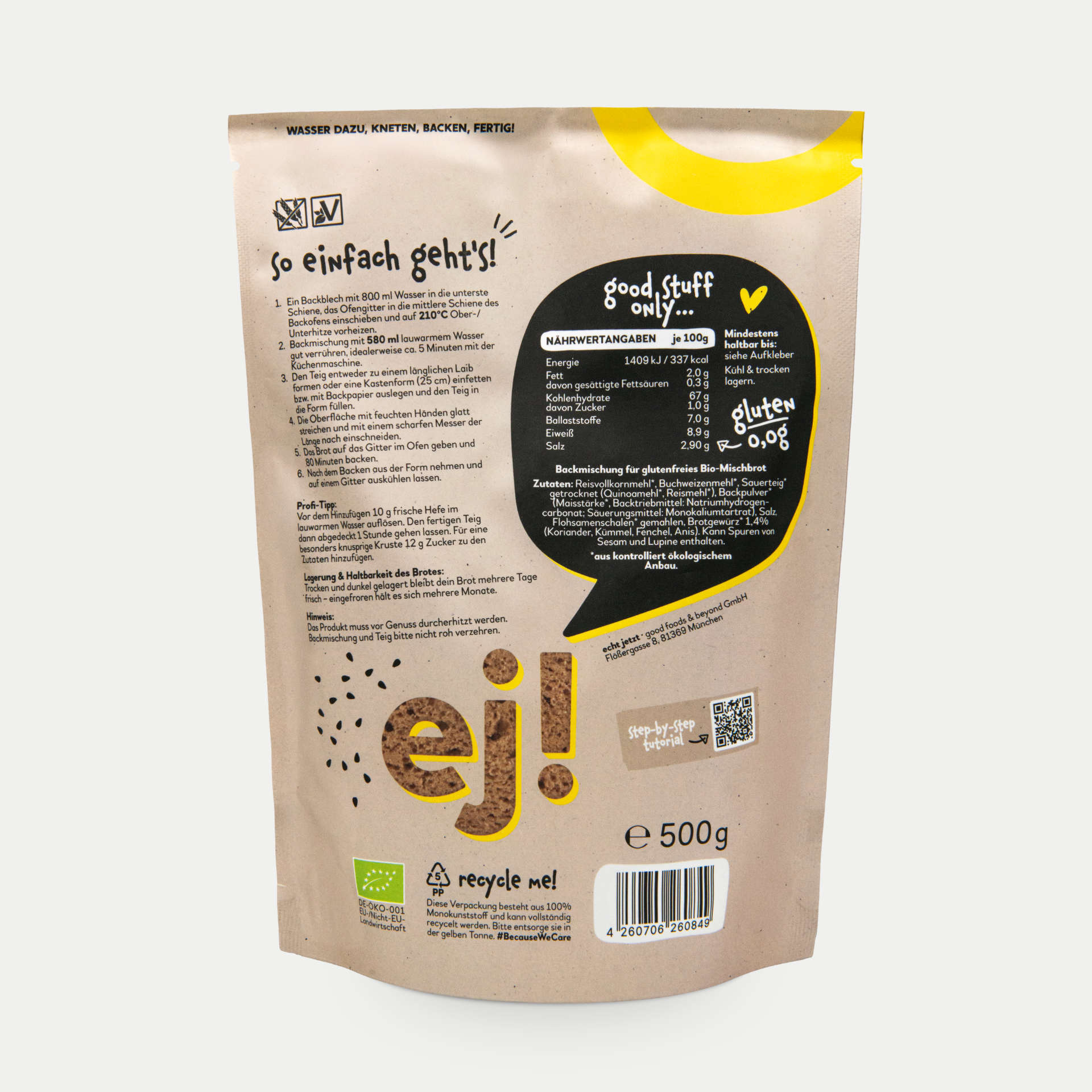 Glutenfreie Brotbackmischung der Marke echt jetzt