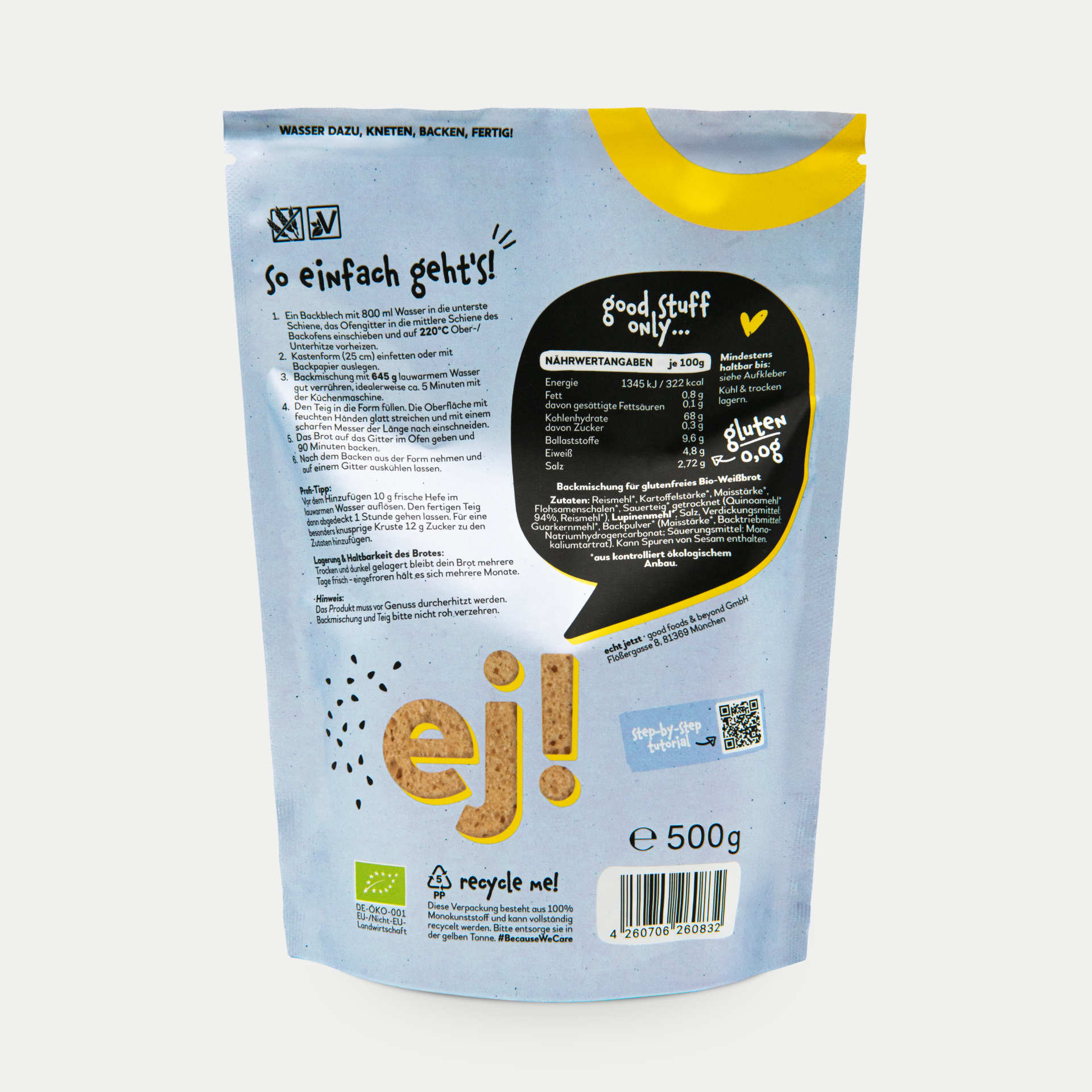 Glutenfreie Brotbackmischung der Marke echt jetzt
