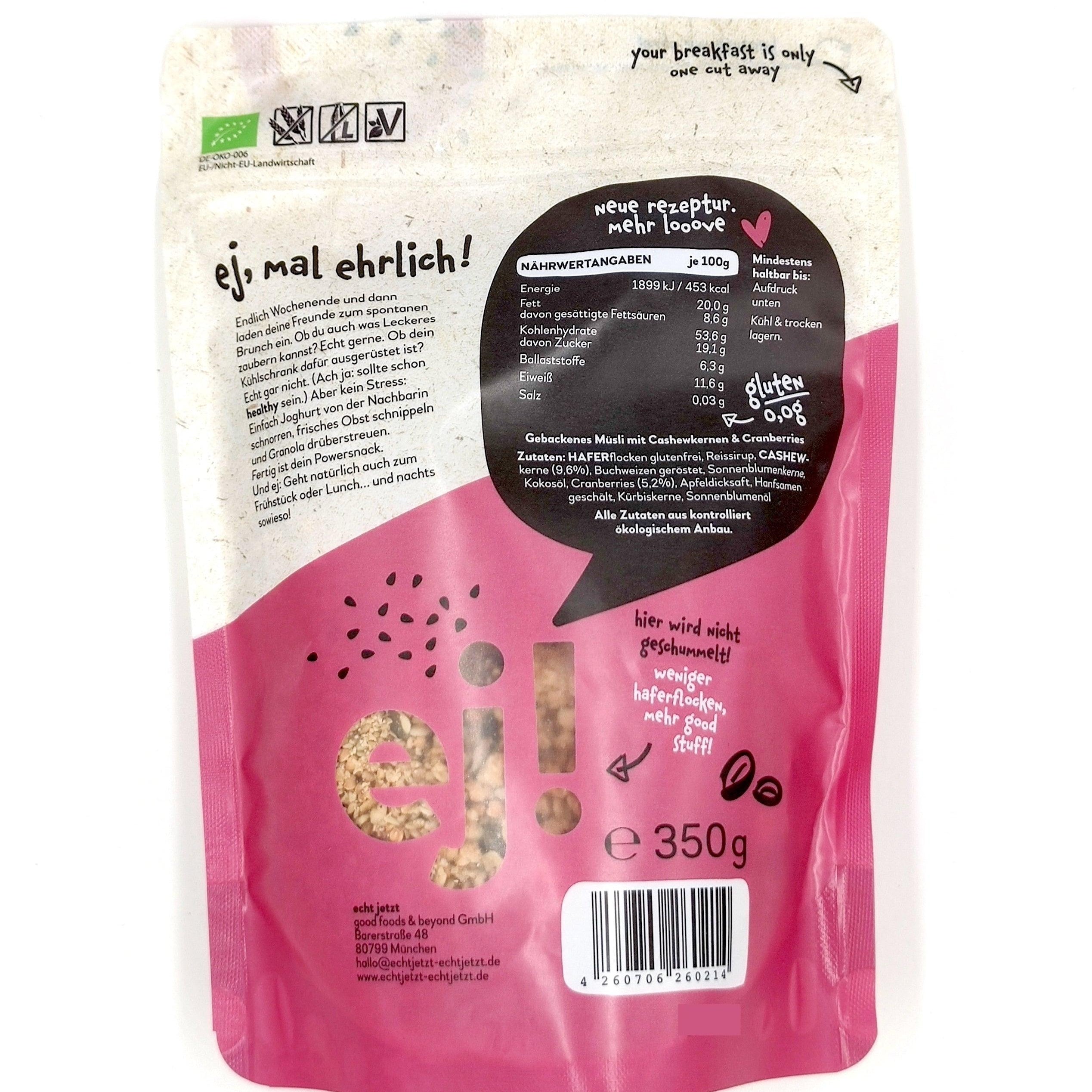 Cashew-Cranberry Bio-Granola - echt jetzt 